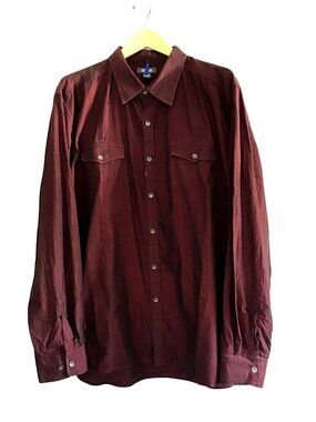 KENNETH COLE REACTION-MENS RED BUTTON-DOWN LONG SLEEVE 100% COTTON SIZE XX-LARGE